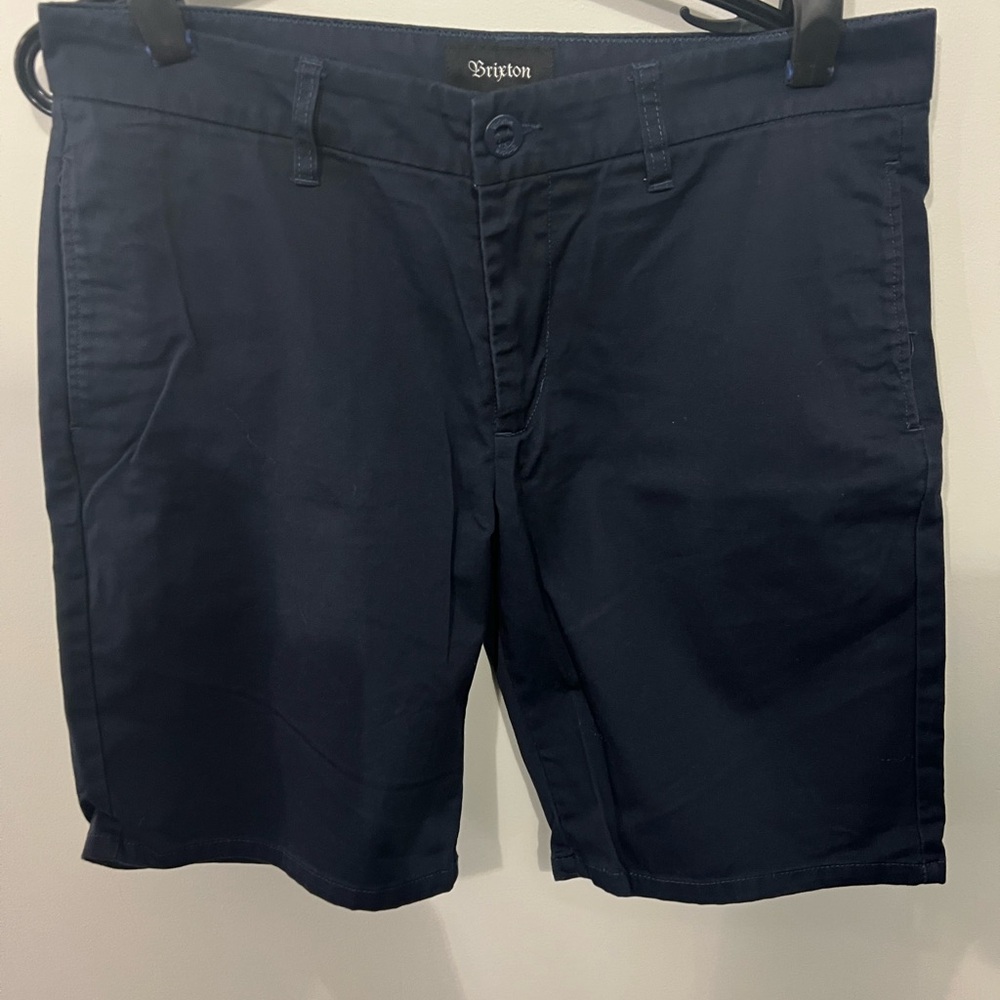 Brixton Men's Dark Blue Flat Front Shorts